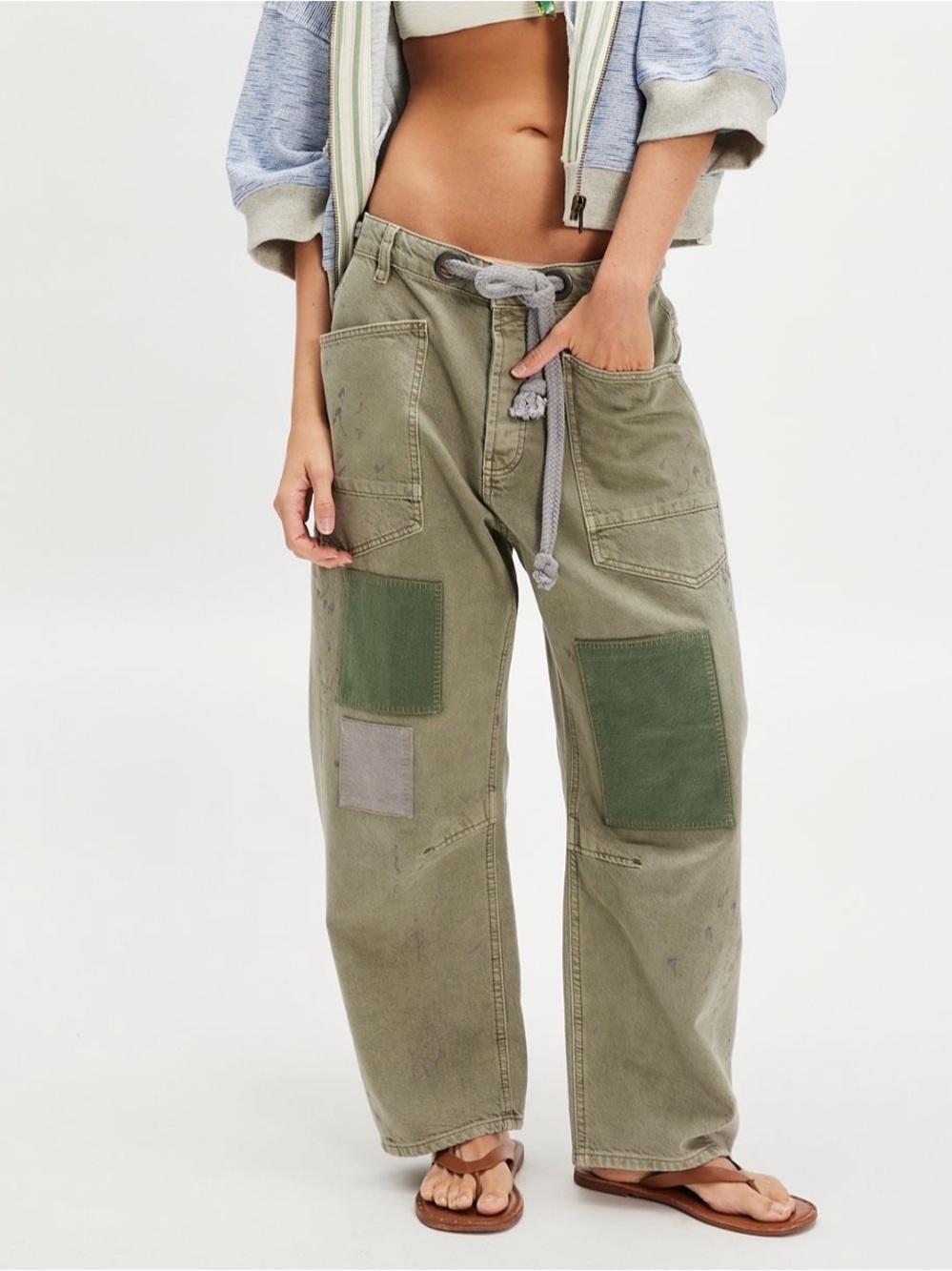 We the free Moxie Barrel Jeans in Army - Picture 1 of 16
